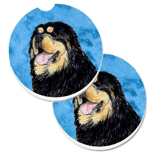 Carolines Treasures Blue Tibetan Mastiff Set of 2 Cup Holder Car Coaster SS4788-BUCARC - main